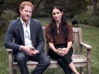 Meghan, Harry and their dog Pula.