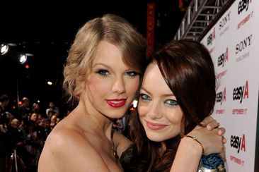 Talyor Swift and Emma Stone at the premiere of Screen Gems&#x27; &quot;Easy A&quot; at the Chinese Theater on September 13, 2010 in Los Angeles, California.