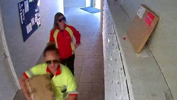 Women in NZ Post uniforms allegedly steal parcels from Auckland apartment building.