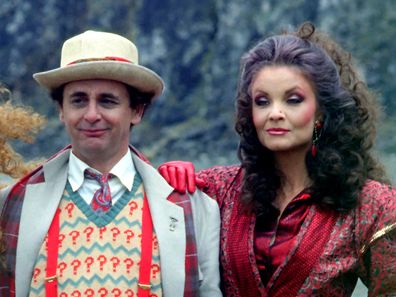 Kate O'Mara and Sylvester McCoy on the set of Doctor Who in 1987. 