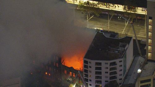 The aerial view of the Surry Hills fire.