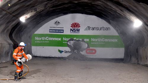 About 21 kilometres of tunnelling is being carried out for NorthConnex. The two main nine kilometre tunnels will carry motorists between the M1 Pacific Motorway and the Hills M2 Motorway. (AAP)