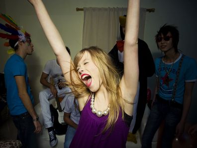 Woman happy at party single