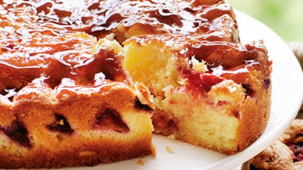 Glazed plum cake