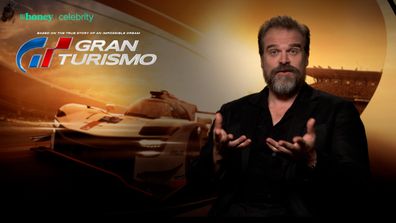 Gran Turismo star David Harbour laughs about giving pep talks to step-kids