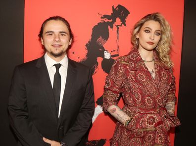 Prince Jackson and Paris Jackson pose at the opening night of "MJ" The Michael Jackson Musical at Neil Simon Theatre on February 01, 2022 in New York City. 