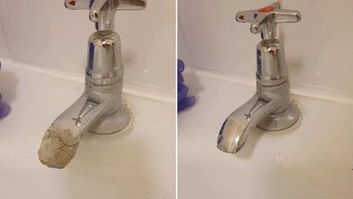 Woman brings her crusty, limescale covered taps back to life with simple hack