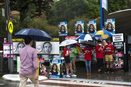 Strathfield by-election. Wet weather. Burwood Public School. February 12, 2022.  