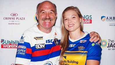 Wally Lewis with his daughter Jamie-Lee who is profoundly deaf.