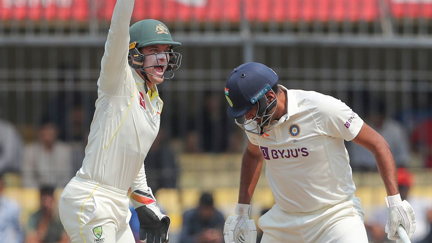 Alex Carey appeals for the wicket of Ravi Ashwin during the third Test.