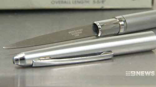 Knives are being disguised as looking like pens. (9NEWS)
