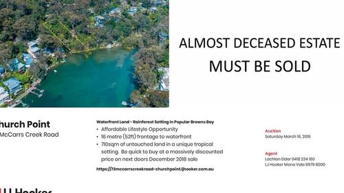 Pieter Hoekstra published a tongue-in-cheek advert for a property he wants to sell in the Northern Beaches.