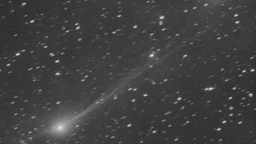 This photo provided by Gianluca Masi shows the interstellar comet 3I/Atlas as it streaks through space, 190 million miles from Earth, on Wednesday, Nov. 19, 2025. The image was taken from Manciano, Italy. (Gianluca Masi via AP)
