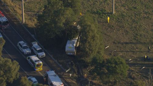 A﻿ bus has veered off a road in Kilmore, about 65 kilometres north of Melbourne. 