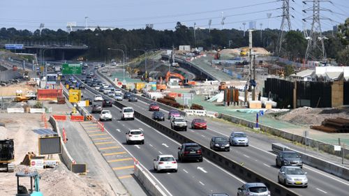 Construction of the M4 extension in Sydney in January. (AAP)