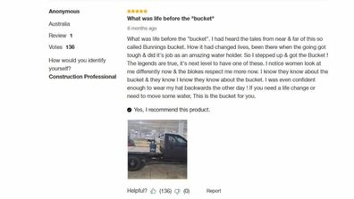 Bunnings bucket with crazy reviews