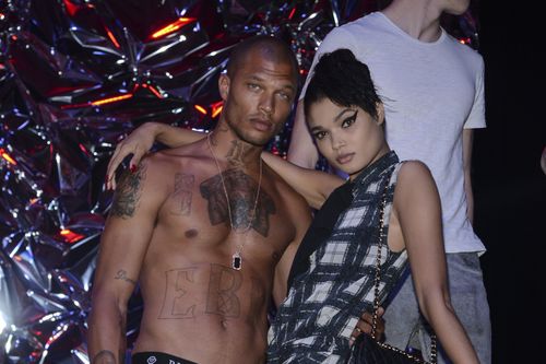 Shirtless Meeks posing up a storm backstage in Milan last year. Picture: AP