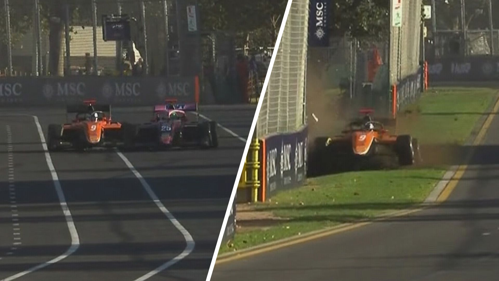 'Incredibly dangerous': Driver in hot water after shoving rival into wall at Australian Grand Prix