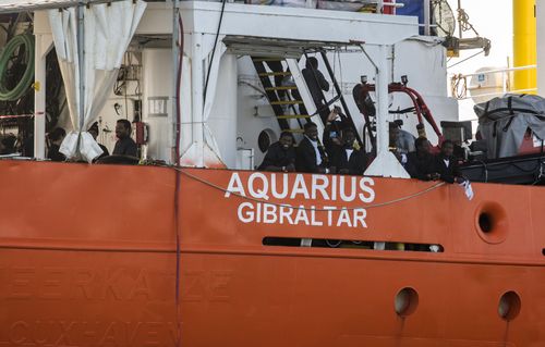 The Aquarius was the second ship to arrive in Valencia. Picture: AP