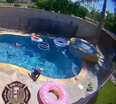 Dramatic video shared by Hemet Fire Fighters shows moment toddler almost drowns