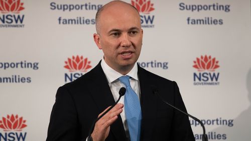 NSW Treasurer, Matt Kean outlines his budget to reporters prior to his budget speech in NSW Parliament in Sydney. 21st June 2022 Photo: Janie Barrett