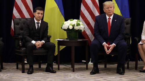 President Donald Trump meets with Ukrainian President Volodymyr Zelenskiy during the United Nations General Assembly. Their phone conversation is at the centre of impeachment proceedings.