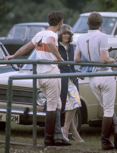 circa 1970: Charles, Prince of Wales and Camilla Parker-Bowles resting after a polo match