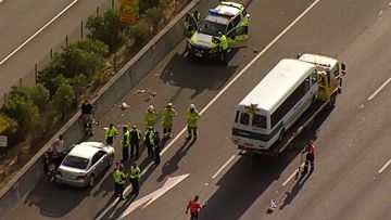 Two people have been rushed to hospital and another 20 assessed by paramedics following a multi-car and school bus crash on a highway southwest of Brisbane. 