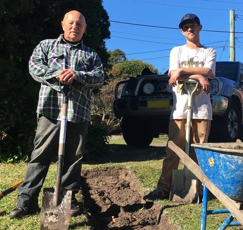 Rose Tattoo singer Angry Anderson with his youngest son Liam.