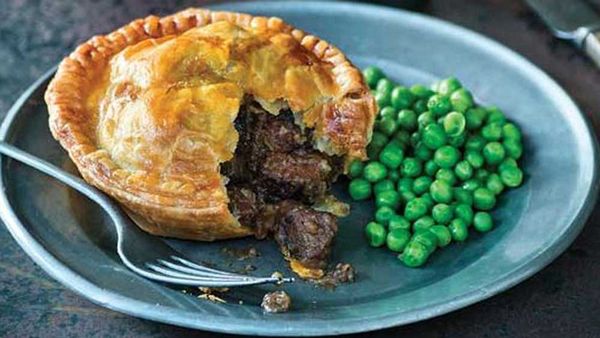 Kangaroo mushroom and dark ale pie