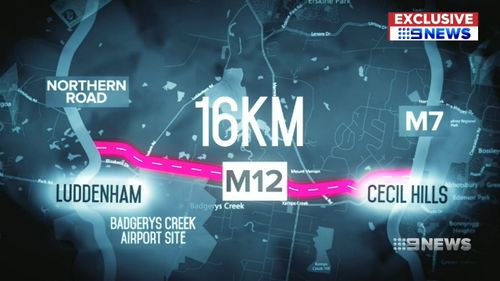 The 16-kilometre motorway will provide high-speed travel to the new airport at Badgerys Creek. Picture: 9NEWS