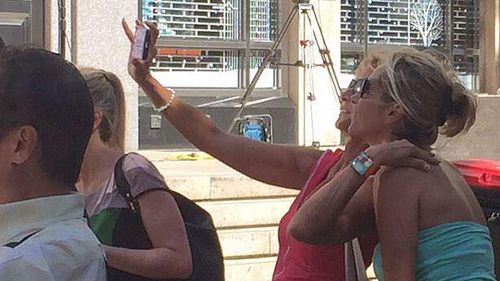 Two friends take a selfie near Martin Place siege.