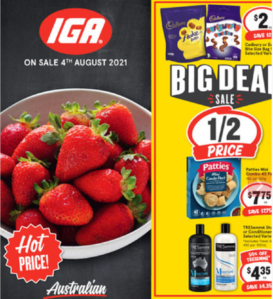 IGA has a great selection of snack items on sale.