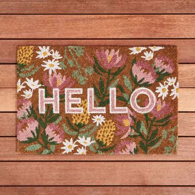 Floral hello doormat: $12.00