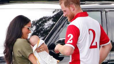 Meghan and Harry with Archie at the polo