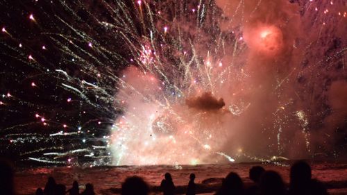 A barge containing fireworks exploded in Terrigal. (Twitter)