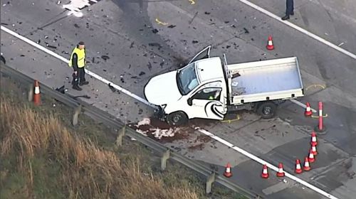 The man was travelling down an exit ramp in the wrong direction when he collided with another car. Picture: 9NEWS.