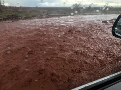 Flash flooding broke out, as the storm cells moved through. This photo was taken in Kingaroy.