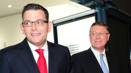 Victorian Labor leader Daniel Andrews alongside Premier Denis Napthine. (AAP)
