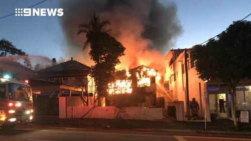 The street was closed due to the ferocity of the blaze. Picture: 9NEWS