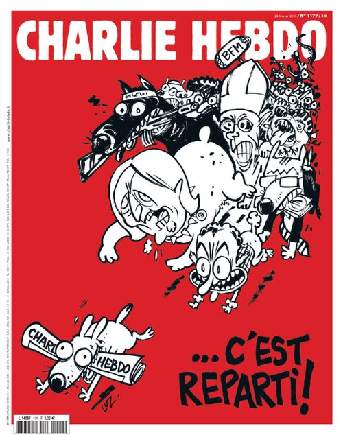 'We're back!': Charlie Hebdo reveals second cover after deadly massacre
