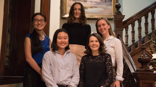 Katrina Dawson scholarship recipients (from left): Angie Lu, Lucy Schroeder, Kate Field, Catherine Priestley, Renee Ng (Supplied)