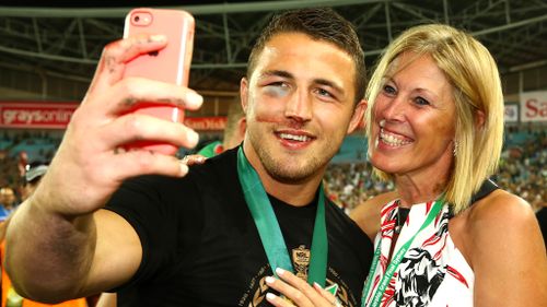 Sam Burgess and mother Julie. (AAP)