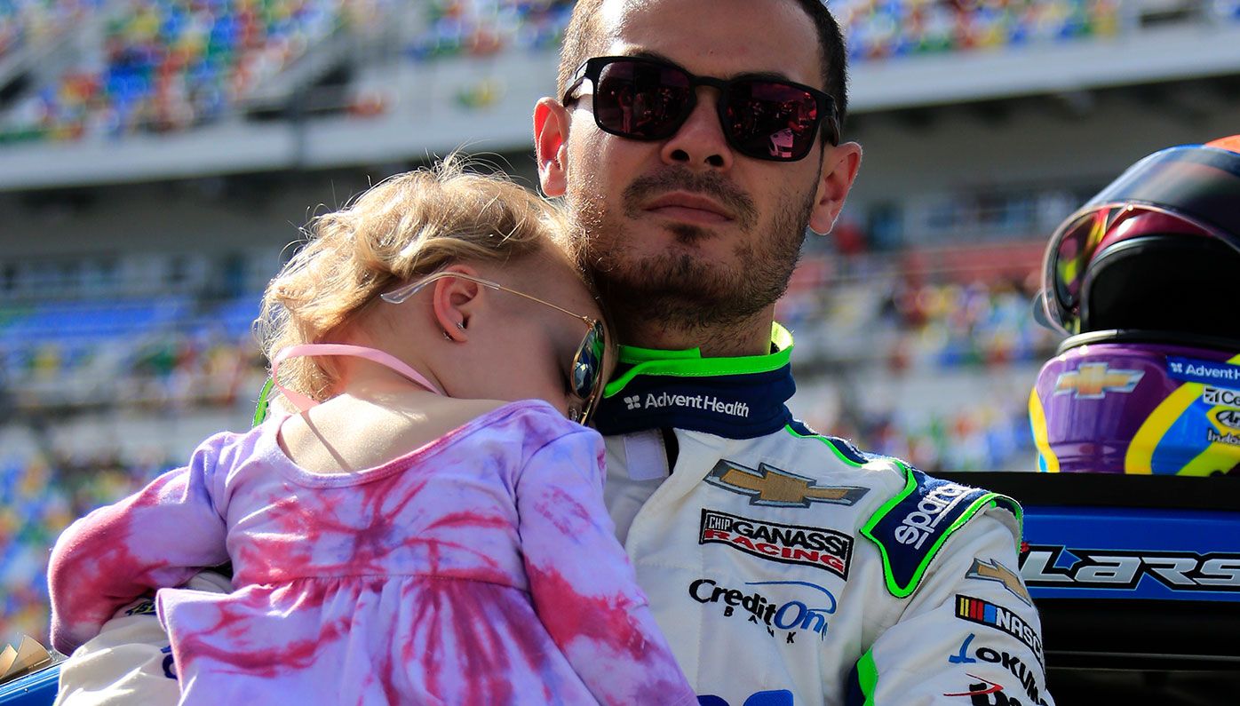 Kyle Larson with daughter Audrey at Daytona in February.