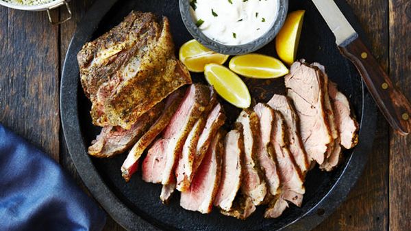 Greek lamb shoulder with cous cous and tzatziki