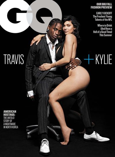 Kylie Jenner and Travis Scott on the cover of <em>GQ</em> August 2018
