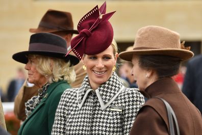 Zara Tindall, Camilla Duchess of Cornwall and Princess Anne attend day two of Cheltenham Races 2020