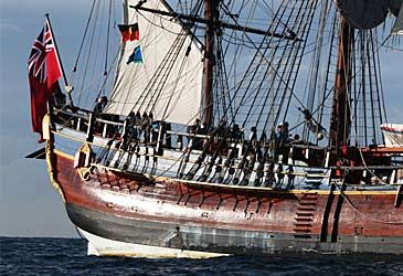 Which company initially funded the construction of the HM Bark Endeavour Replica?