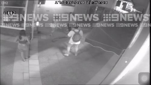 The exclusive vision shows a group of people, both men and women, arguing at Panania station just before 11pm yesterday. (9NEWS)