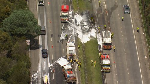 A motorhome caught on fire on the M1 causing significant traffic delays.